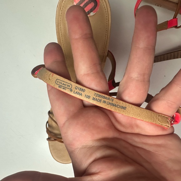 ‼️CLEARANCE!!! Couch Tan Strappy Neon Orange Strap Lana Leather Skinny Heel 10‼️ - Picture 11 of 16
